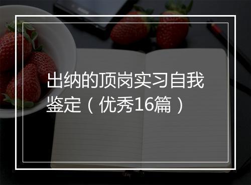 出纳的顶岗实习自我鉴定（优秀16篇）