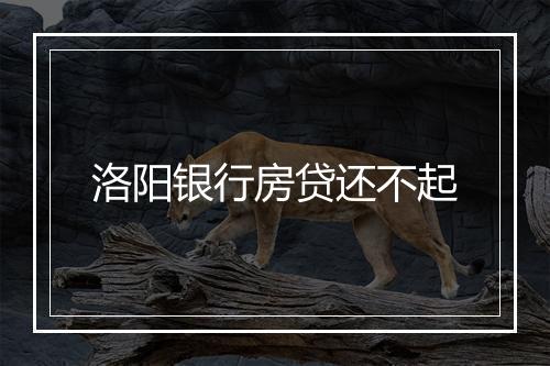 洛阳银行房贷还不起