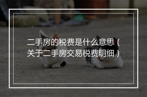 二手房的税费是什么意思（关于二手房交易税费明细）