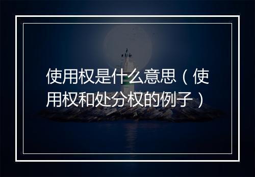 使用权是什么意思（使用权和处分权的例子）