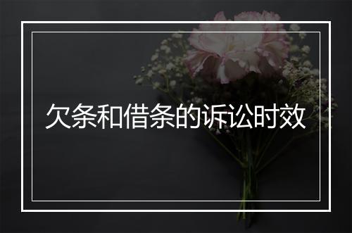 欠条和借条的诉讼时效