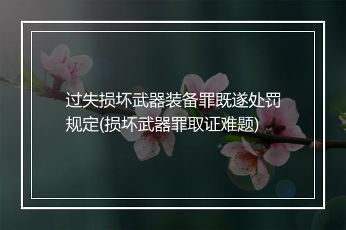 过失损坏武器装备罪既遂处罚规定(损坏武器罪取证难题)