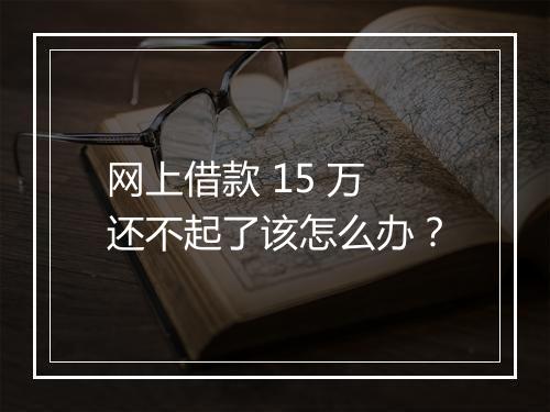 网上借款 15 万还不起了该怎么办？