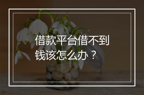 借款平台借不到钱该怎么办？