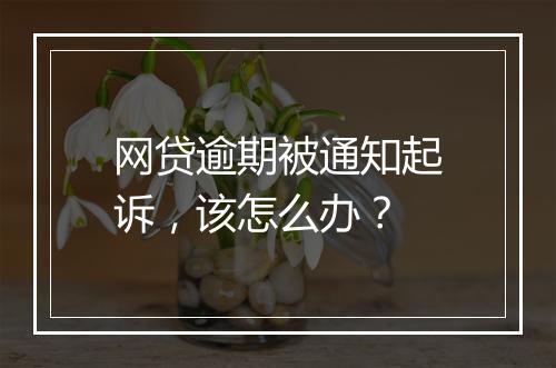 网贷逾期被通知起诉，该怎么办？