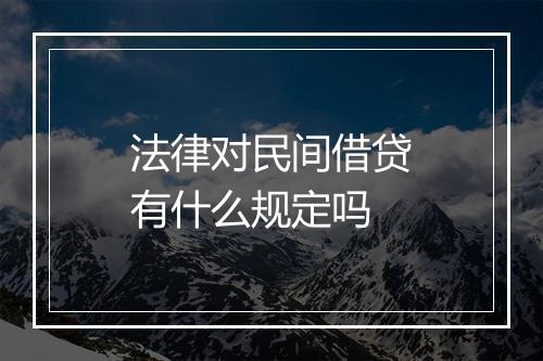 法律对民间借贷有什么规定吗