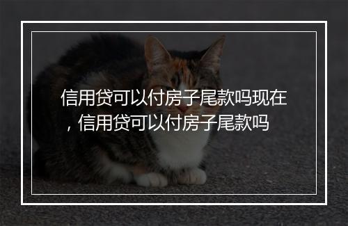信用贷可以付房子尾款吗现在，信用贷可以付房子尾款吗