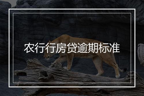 农行行房贷逾期标准