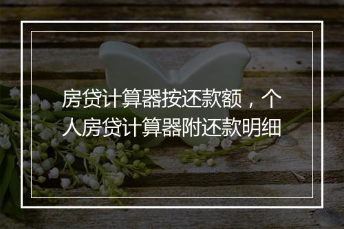 房贷计算器按还款额，个人房贷计算器附还款明细