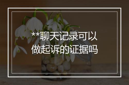 **聊天记录可以做起诉的证据吗