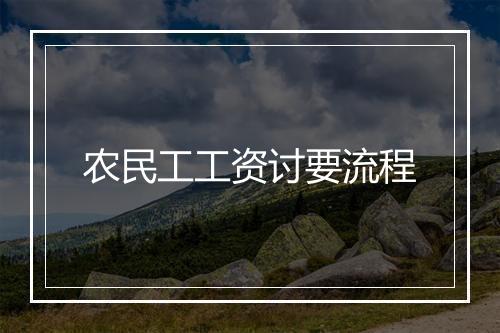 农民工工资讨要流程