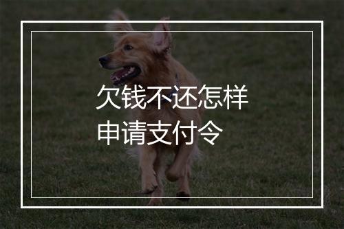 欠钱不还怎样申请支付令