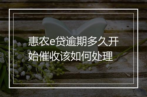 惠农e贷逾期多久开始催收该如何处理