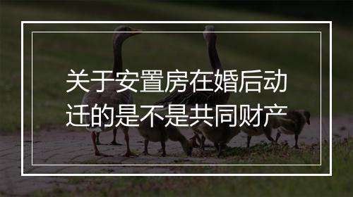 关于安置房在婚后动迁的是不是共同财产