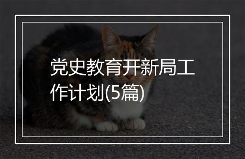 党史教育开新局工作计划(5篇)