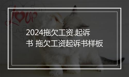 2024拖欠工资.起诉书 拖欠工资起诉书样板