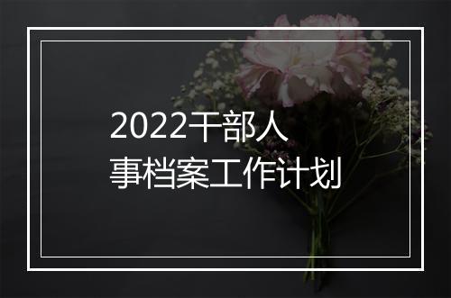 2022干部人事档案工作计划
