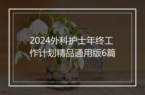 2024外科护士年终工作计划精品通用版6篇
