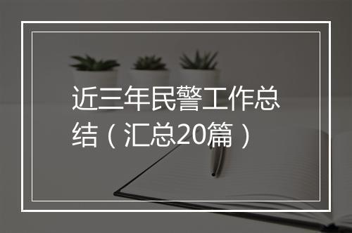 近三年民警工作总结（汇总20篇）