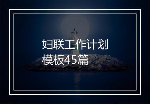 妇联工作计划模板45篇