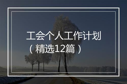 工会个人工作计划（精选12篇）