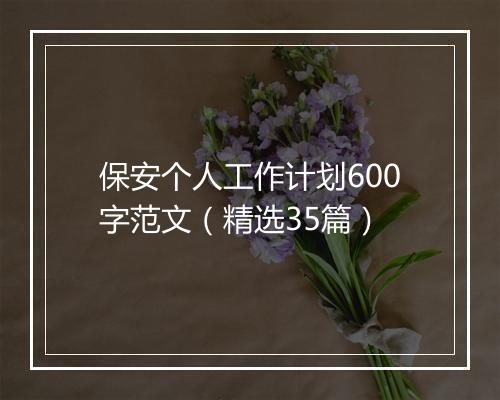 保安个人工作计划600字范文（精选35篇）
