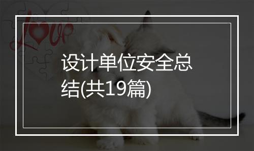 设计单位安全总结(共19篇)