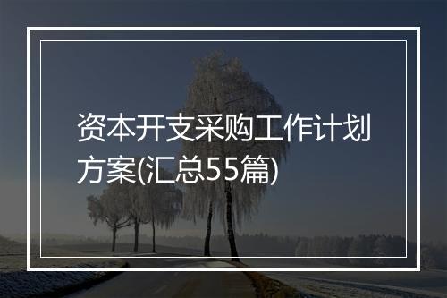 资本开支采购工作计划方案(汇总55篇)