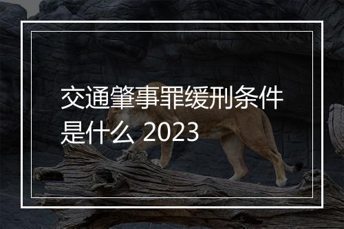 交通肇事罪缓刑条件是什么 2023