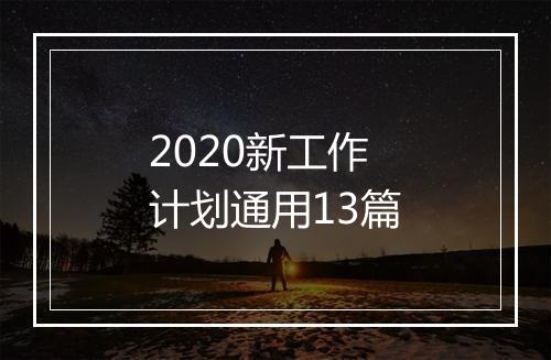 2020新工作计划通用13篇
