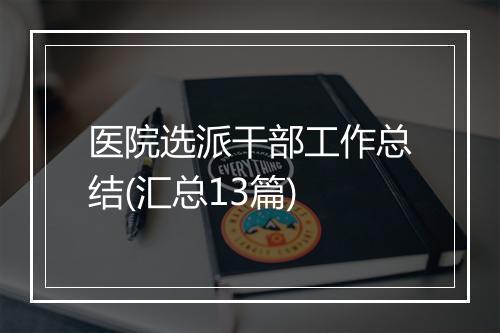 医院选派干部工作总结(汇总13篇)