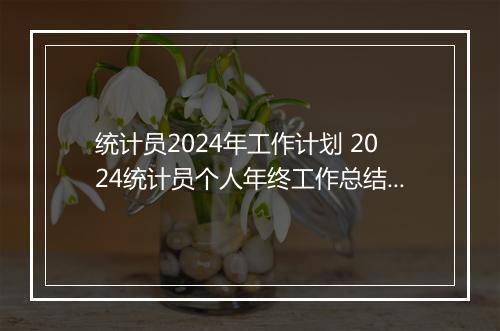 统计员2024年工作计划 2024统计员个人年终工作总结精选9篇
