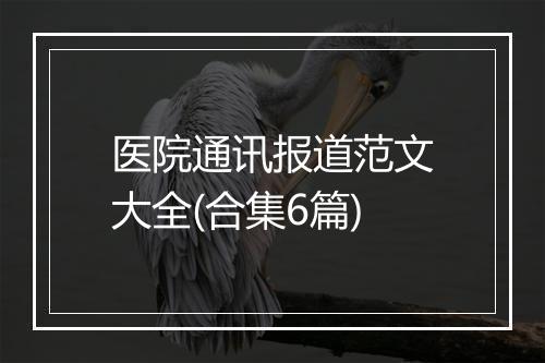 医院通讯报道范文大全(合集6篇)