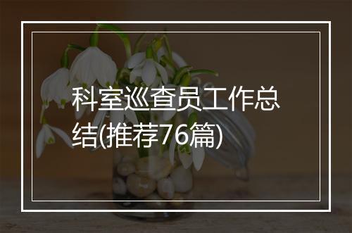 科室巡查员工作总结(推荐76篇)