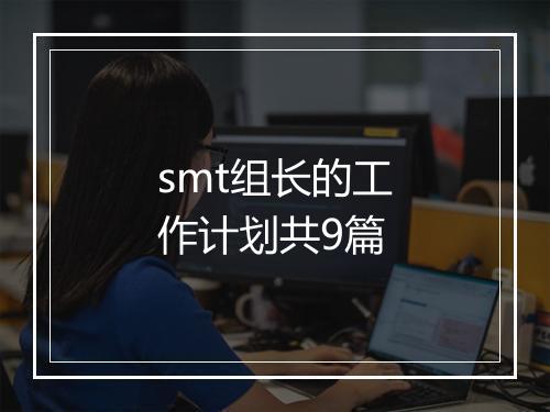 smt组长的工作计划共9篇