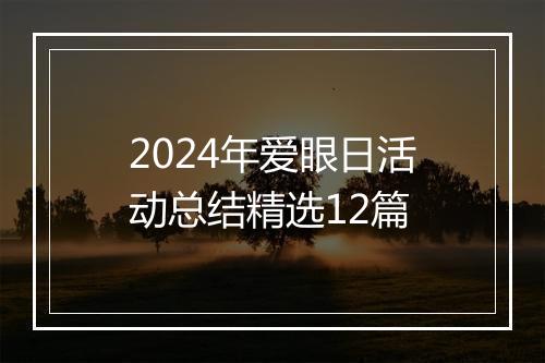 2024年爱眼日活动总结精选12篇