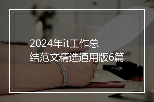 2024年it工作总结范文精选通用版6篇