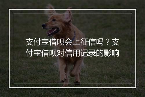 支付宝借呗会上征信吗？支付宝借呗对信用记录的影响