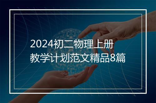 2024初二物理上册教学计划范文精品8篇