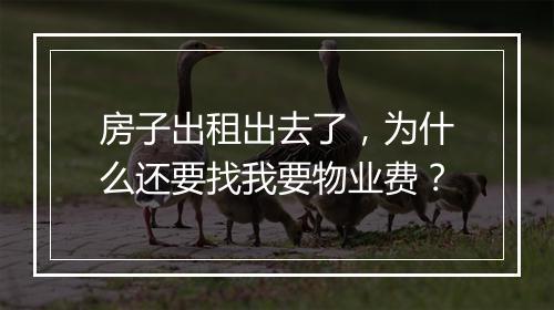 房子出租出去了，为什么还要找我要物业费？