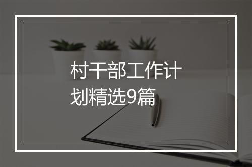 村干部工作计划精选9篇