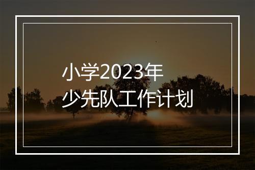 小学2023年少先队工作计划