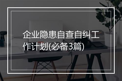 企业隐患自查自纠工作计划(必备3篇)