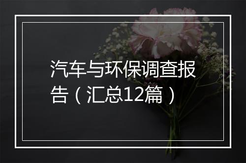 汽车与环保调查报告（汇总12篇）