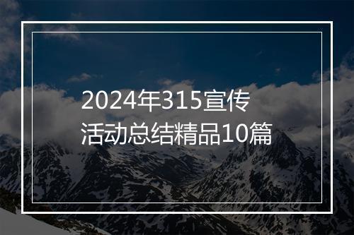 2024年315宣传活动总结精品10篇
