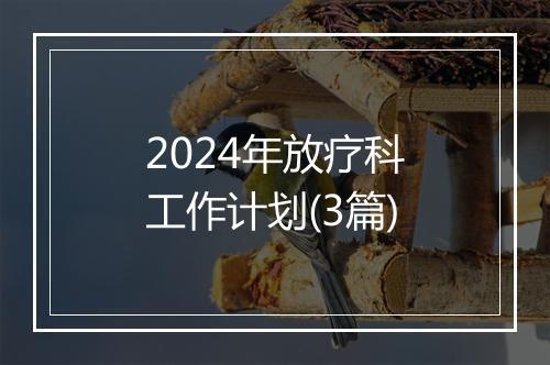 2024年放疗科工作计划(3篇)