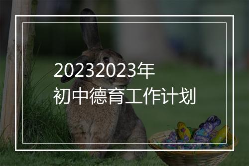 20232023年初中德育工作计划