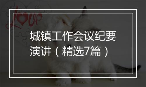 城镇工作会议纪要演讲（精选7篇）