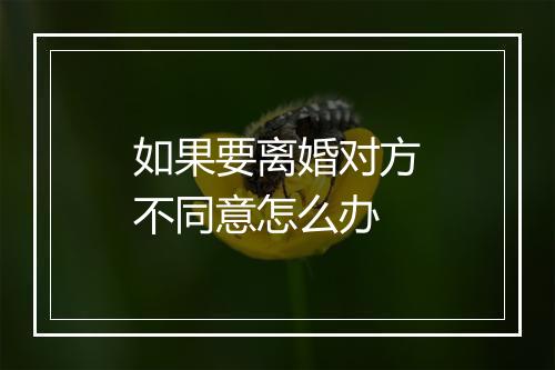 如果要离婚对方不同意怎么办