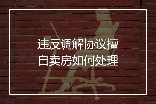 违反调解协议擅自卖房如何处理